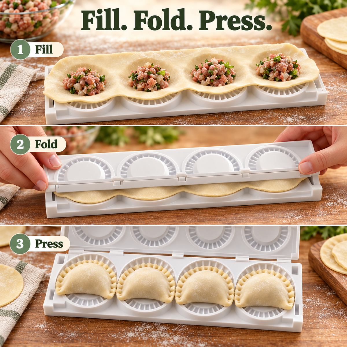 🥳2026 HOT SALE🥳💞50K+ SOLD! 🥟✨ 50% OFF! Dumpling Maker Mold – press & seal perfect dumplings in seconds! No mess, no leaking edges – easy DIY fun for family meals! 🏠💪