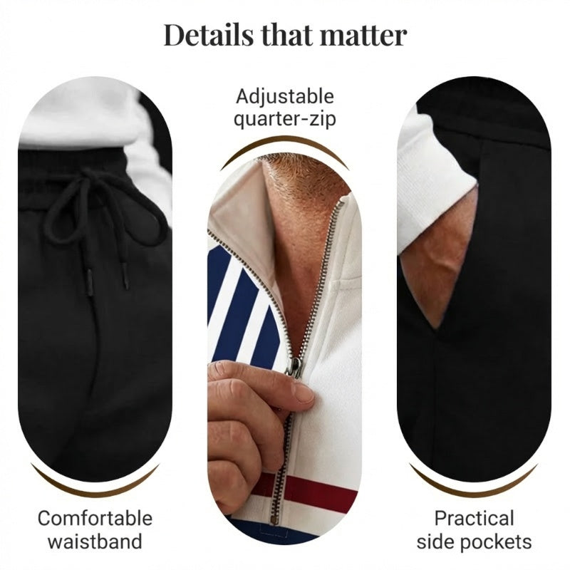 🥳2026 HOT SALE🥳💞50K+ SOLD!🌧️⏰ 50% OFF! Men's Casual 2-Piece Set – Your go-to for casual days! Soft fleece lining, easy pull-on pants. Street style meets everyday comfort. Perfect for unpredictable British weather. 👖👕