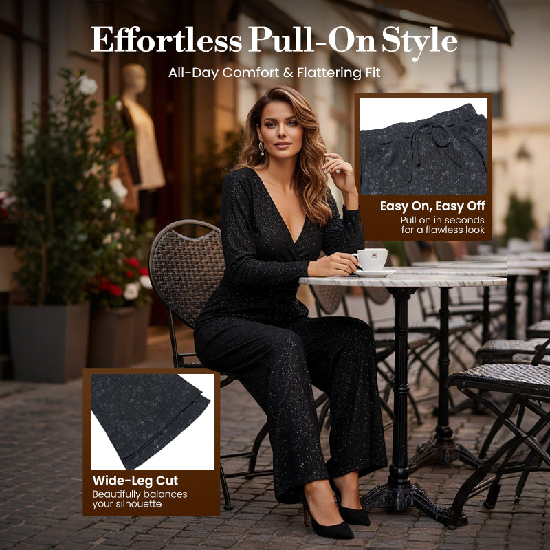 🥳2026 HOT SALE🥳💞50K+ SOLD!👵✨ LAST DAY 50% OFF! Sequin Sparkle Wide Leg Pants – Elastic waistband, easy pull-on. Dress up for parties or down for daily glam. Feel fabulous! 🎉👖