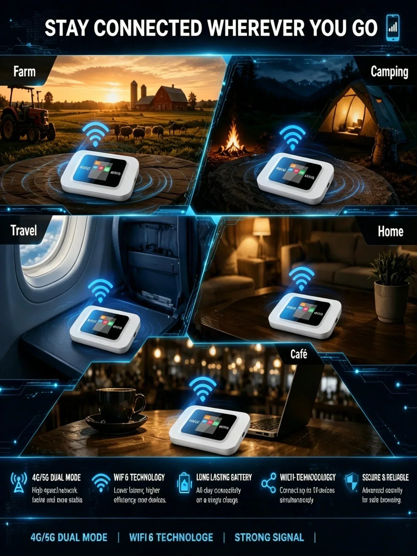 🥳2026 HOT SALE🥳💞50K+ SOLD!📶🌐 Mobile Hotspot – Portable WiFi, full coverage anywhere. No contract, no setup. Stay connected on the go! 📱✨