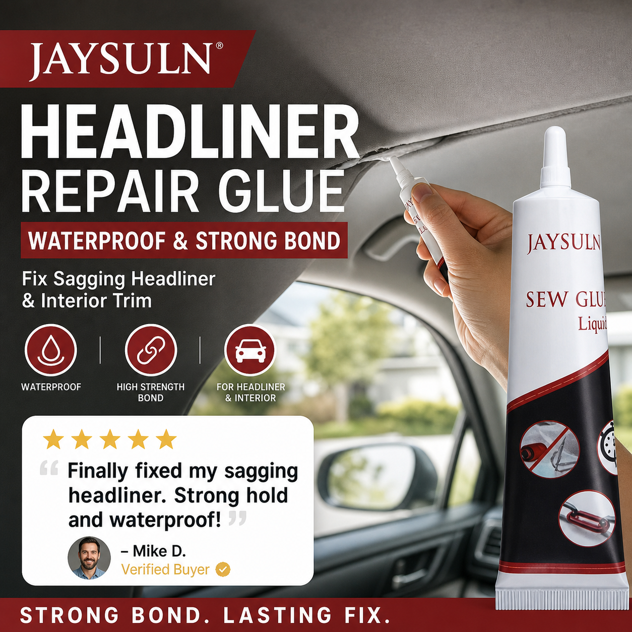 🥳2026 HOT SALE🥳💞50K+ SOLD!🚗🛠️ 50% OFF! Waterproof Car Headliner Repair Glue – High strength adhesive for sagging ceilings & interiors. Fix it yourself – no expensive garage bills! 💰✨