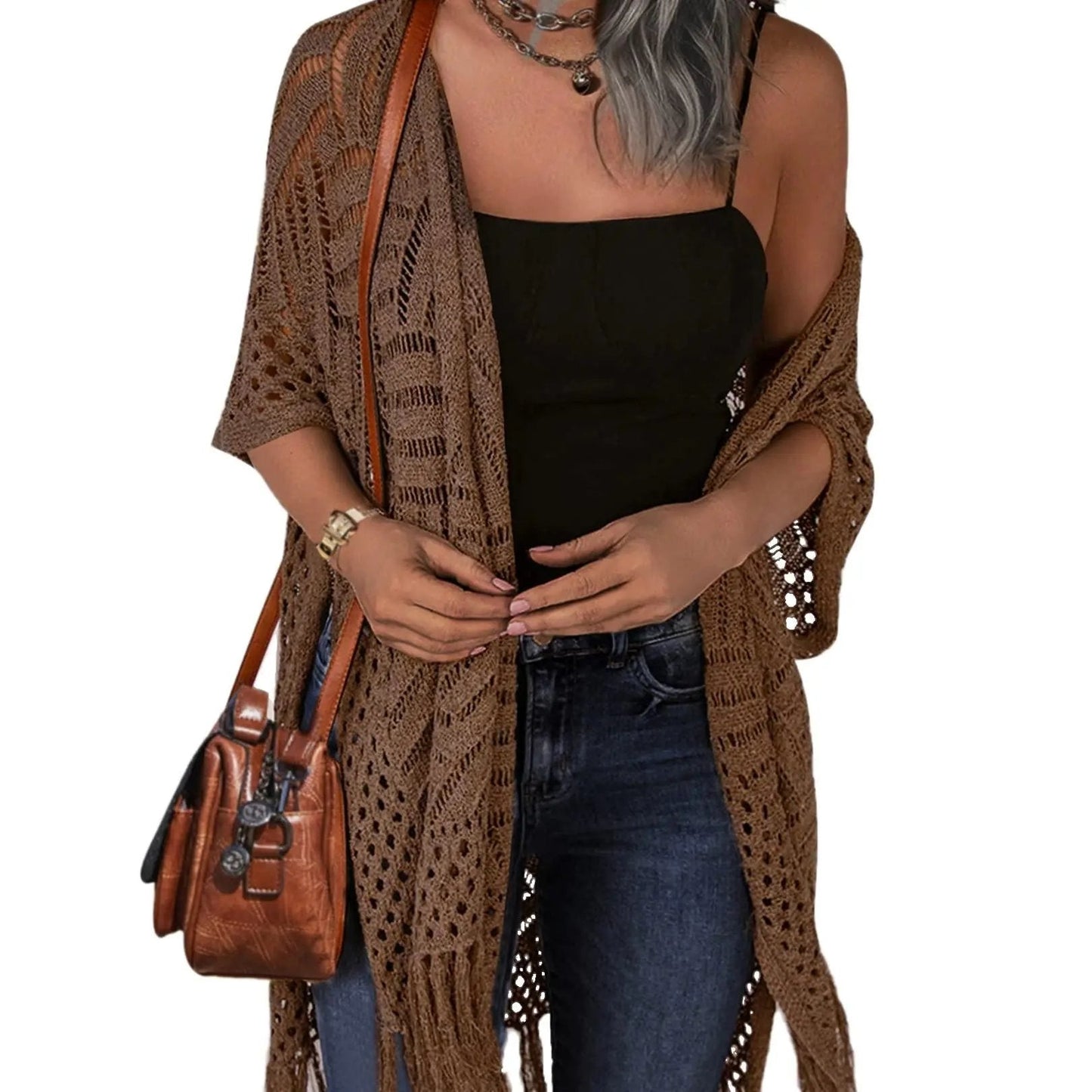 🥳2026 HOT SALE🥳💞50K+ SOLD!🌸☀️ 50% OFF – Just £19.99! Oversized Knit Cardigan – Lightweight crochet tassel kimono for spring & summer. Breathable viscose‑nylon blend – no itch, no cling – layer over anything! 🧶✨