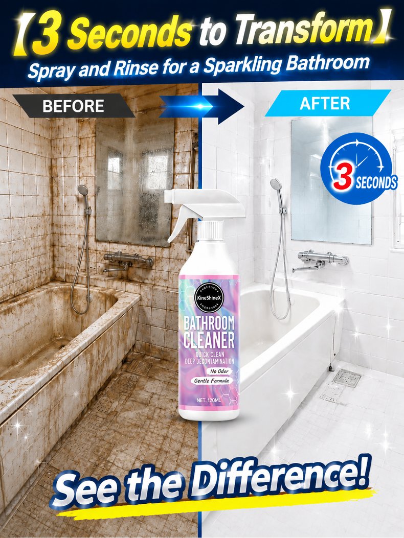 🥳2026 HOT SALE🥳💞50K+ SOLD! 🚿✨ 50% OFF! No-Scrub Bathroom Cleaning Spray – ultra-powerful stain removal in 3 seconds! Multifunctional, effortless clean for tiles, glass & more. 🧼💪