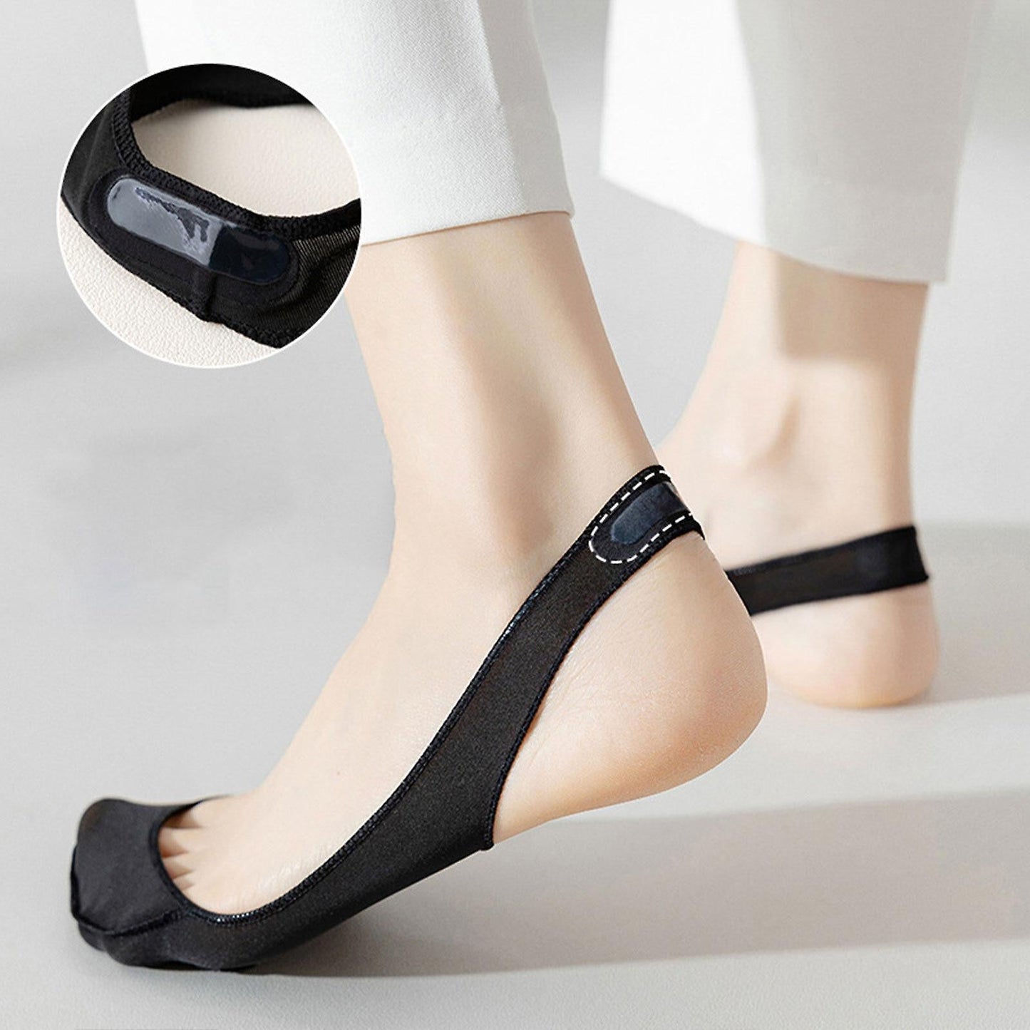 🥳2026 HOT SALE🥳💞50K+ SOLD!💥👠💨 Buy 1 Pair Get 3 Pairs FREE! Silicone Anti-Slip Invisible Socks – Cushioned sole, ice silk cooling. Stays in place, reduces foot pain. Perfect for flats or heels. 🦶✨