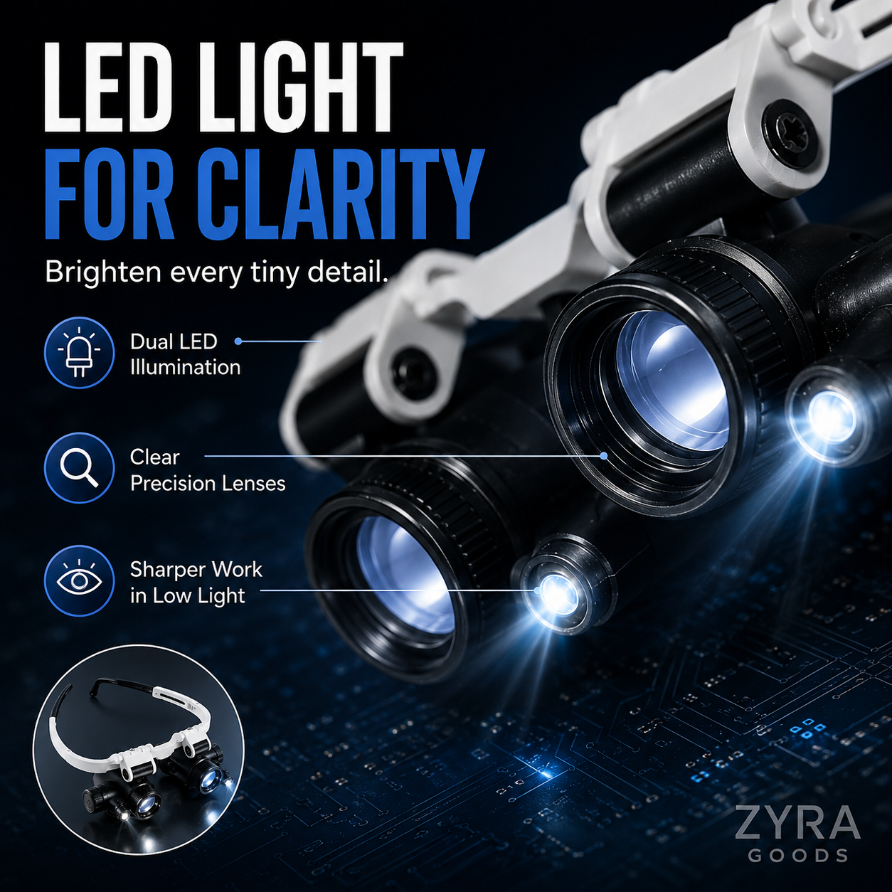 🥳2026 HOT SALE🥳💞50K+ SOLD! 🔍👓 50% OFF! LED Glasses Magnifier – 3 interchangeable lenses: 8x, 15x & 23x magnification. Built‑in LED light for clear viewing – perfect for electronics, jewellery & watch repair! 💡🔧