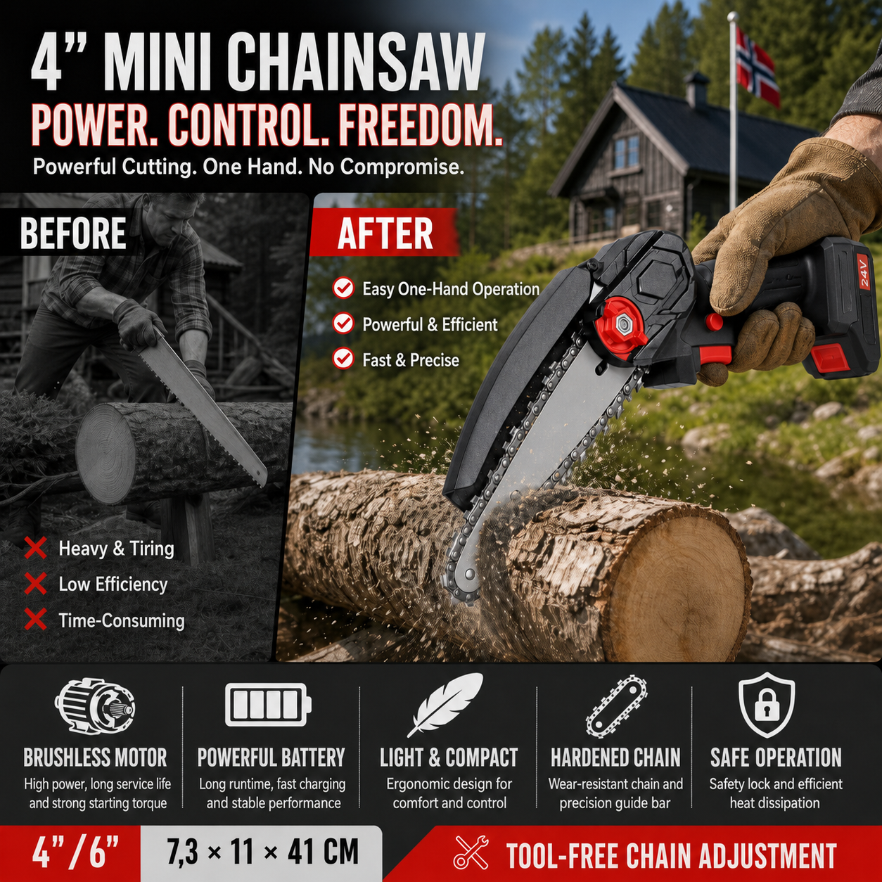 🥳2026 HOT SALE🥳💞50K+ SOLD! 🔋⚡ 50% OFF! Brushless Portable Mini Saw – Powerful motor, long-lasting battery & lightweight ergonomic design. Perfect for pruning, firewood & yard work – safe & efficient! 🌳✨