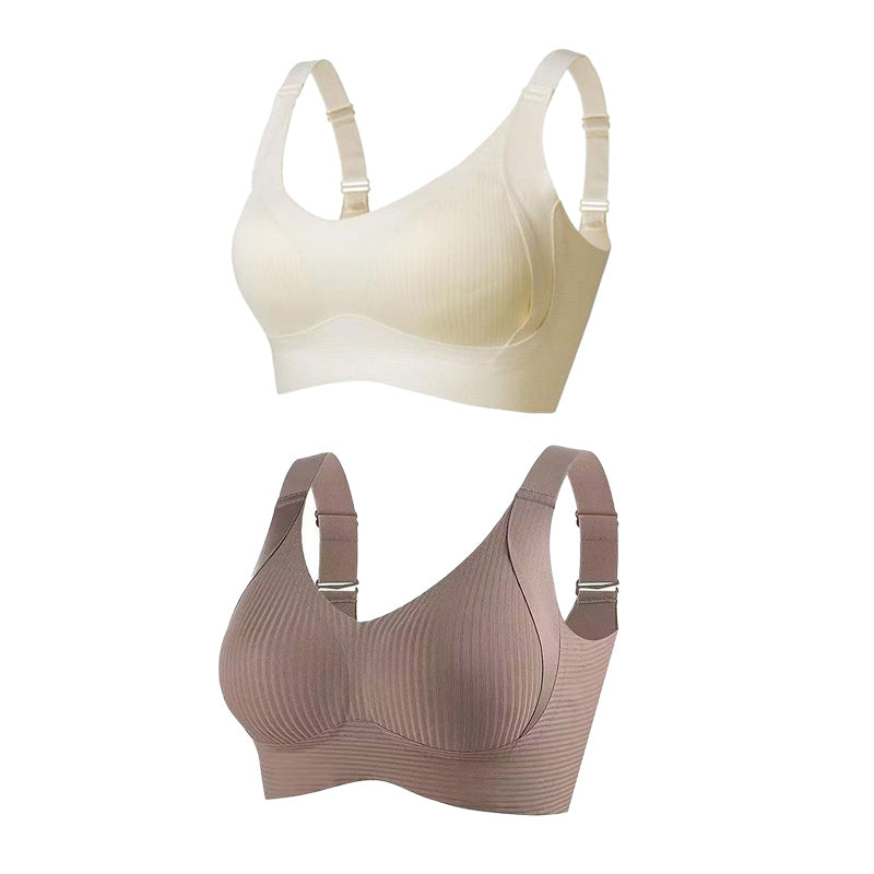 🥳2026 HOT SALE🥳💞50K+ SOLD!💖🌸 50% OFF! Subtle Striped Seamless Bra – Pushes back fat, natural lift. Breathable & moisture‑wicking. Feels like a hug! 👙💪
