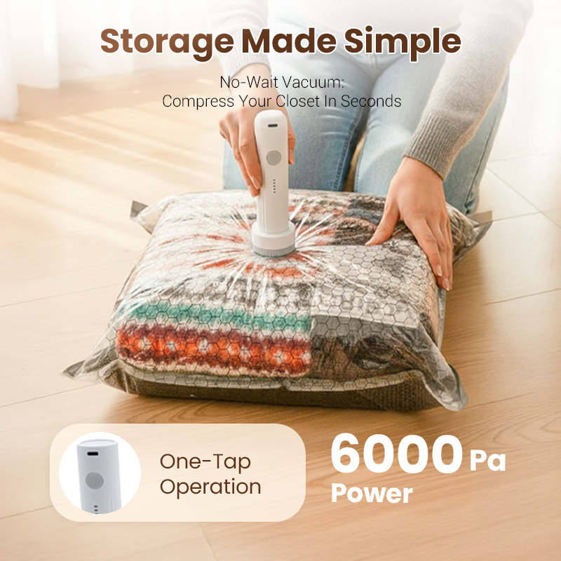 🥳2026 HOT SALE🥳💞50K+ SOLD!👵🧳 50% OFF! Cordless Vacuum Storage Set – 15 bags, 140L/min pump. Shrinks clothes, saves space. Waterproof & reusable. Holiday essential. 🎒⚡