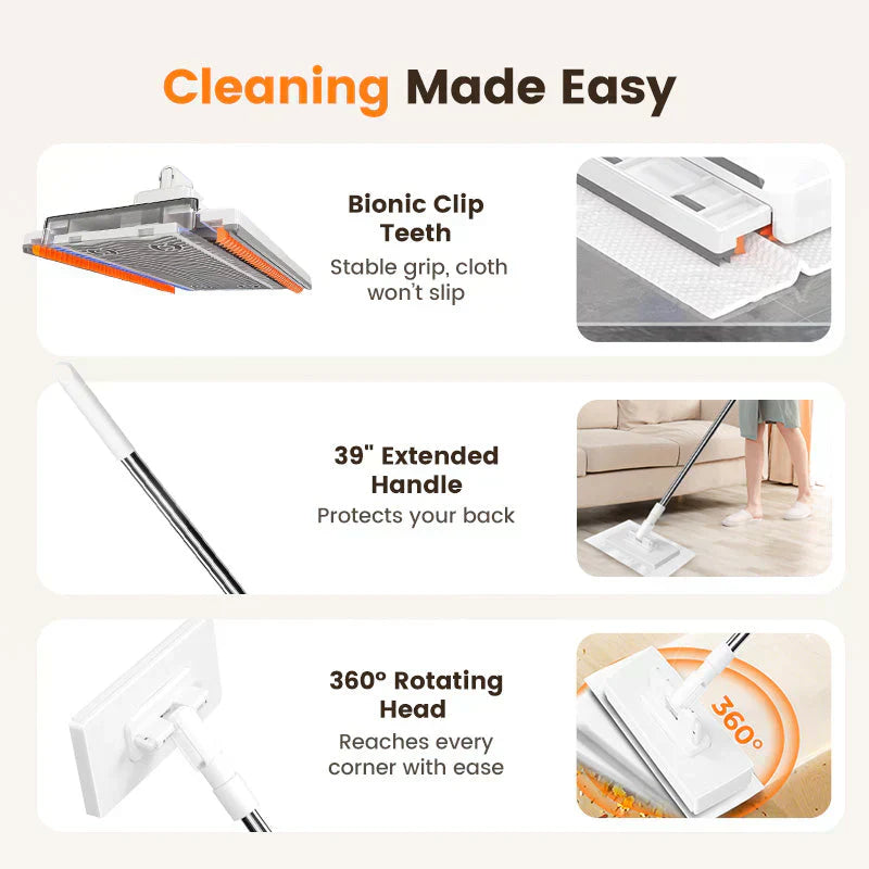 🔥2026 Hot Sale 50% OFF🔥Flat Mop with Stainless Steel Handle, come with Reusable Washable Mop Cloths🏆