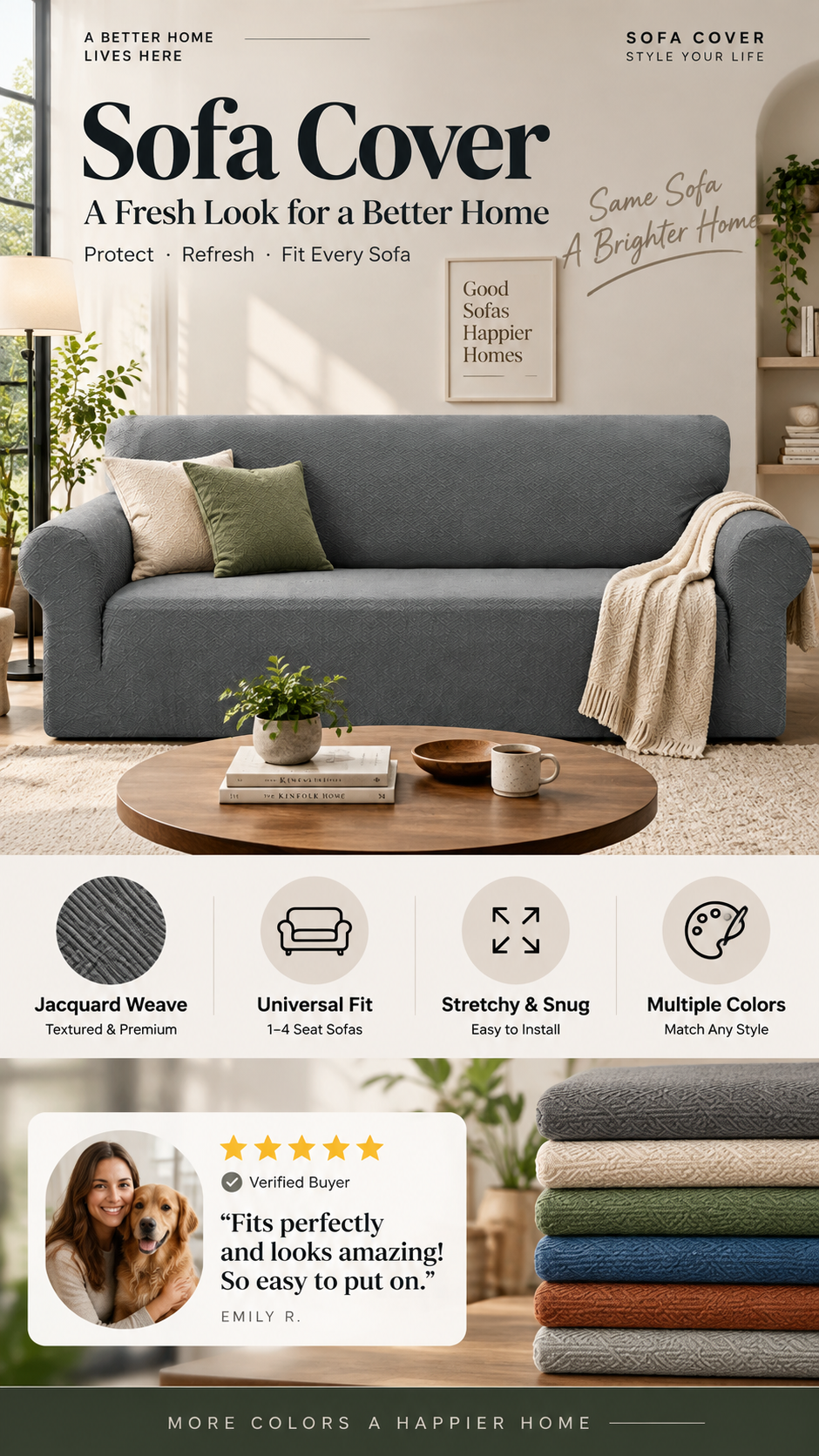 🥳2026 HOT SALE🥳💞50K+ SOLD! 🛋️✨ 50% OFF! Jacquard Sofa Cover – high-stretch fit, anti-slip straps & foam rods. Pet-friendly, breathable & machine washable. Refresh your sofa! 🛡️✅
