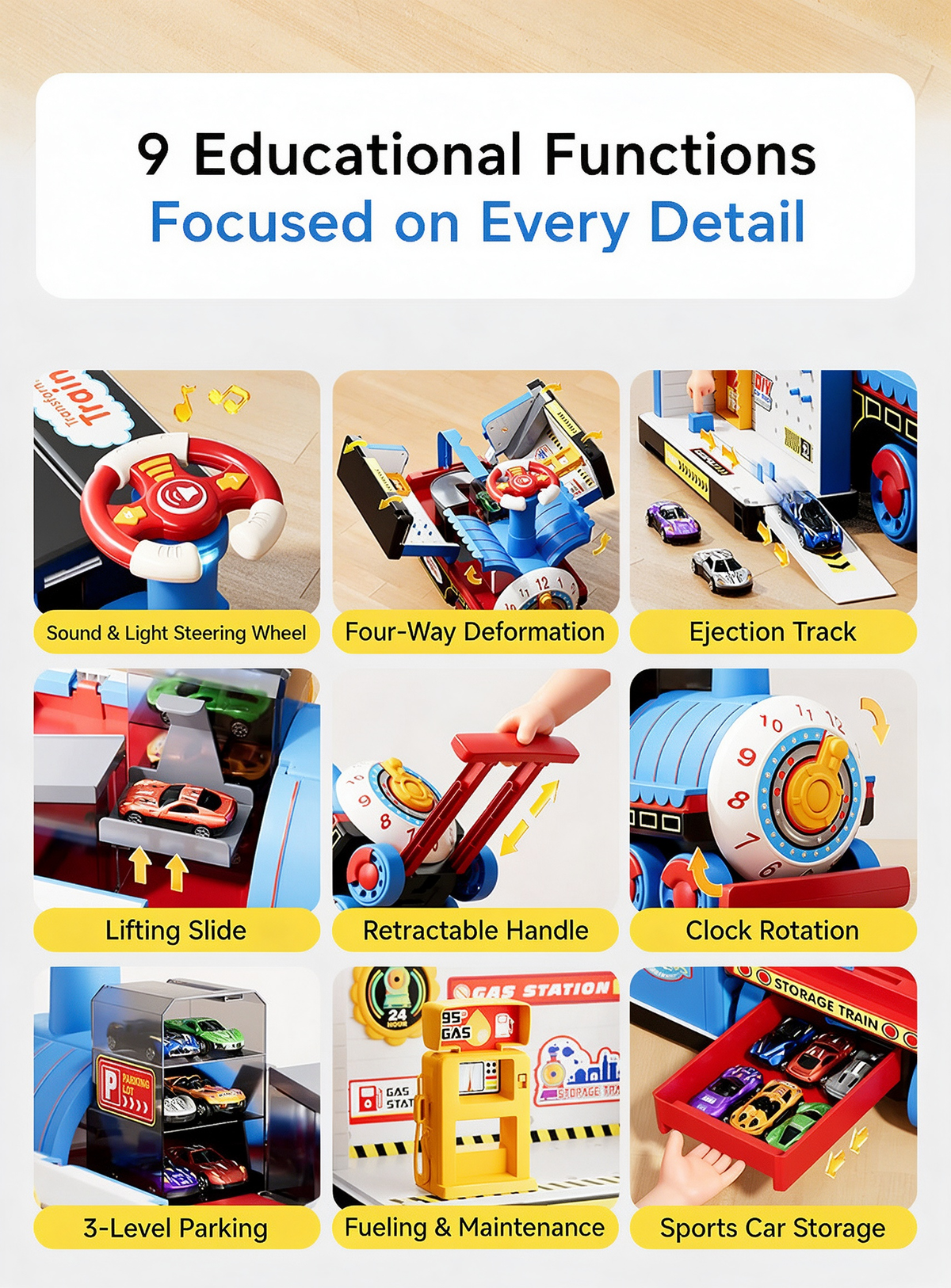 🥳2026 HOT SALE🥳💞50K+ SOLD! 🚂🎁 50% OFF! Large Rideable Toy Train – 4 play modes: push, pull, sit & play. Includes 6/12 die-cast cars & storage wagons. Safe, sturdy, ages 4-6. Perfect Christmas gift! 🛡️✨