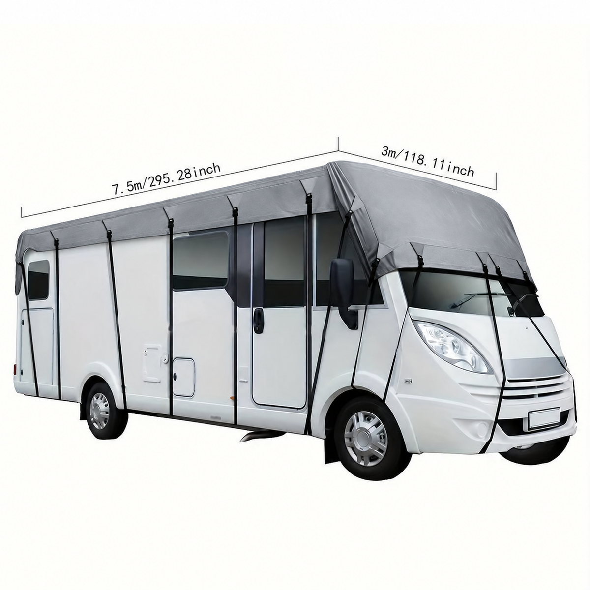 🥳2026 HOT SALE🥳💞50K+ SOLD! 🚐☔ 50% OFF! Caravan & Motorhome Roof Cover – 210D Oxford, silver-coated, adjustable straps & 2 tension straps. Protects roof from rain, leaves & costly repairs! 🛡️✅