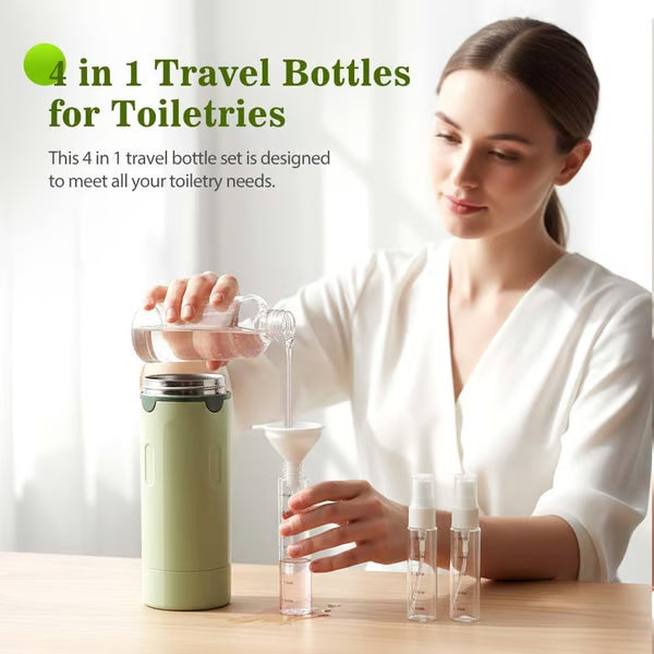 🧴 50% OFF NOW! 🎉 4-in-1 Travel Dispenser Bottles – Leak-Proof, Refillable & TSA Approved