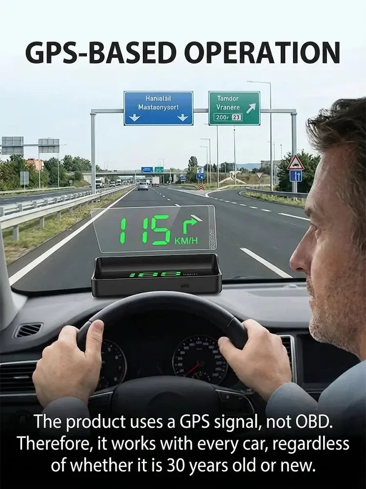🥳2026 HOT SALE🥳💞50K+ SOLD!🚗⚡ 50% OFF! HUD Car GPS Speedometer – Traffic light countdown & red light camera alerts. Speed & direction on windscreen – no more looking down! 🛡️✨