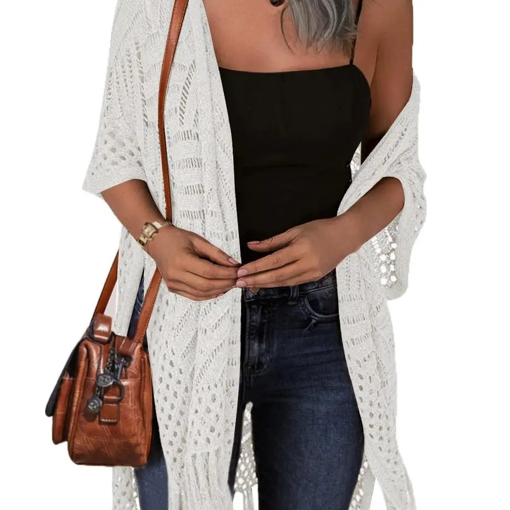 🥳2026 HOT SALE🥳💞50K+ SOLD!🌸☀️ 50% OFF – Just £19.99! Oversized Knit Cardigan – Lightweight crochet tassel kimono for spring & summer. Breathable viscose‑nylon blend – no itch, no cling – layer over anything! 🧶✨