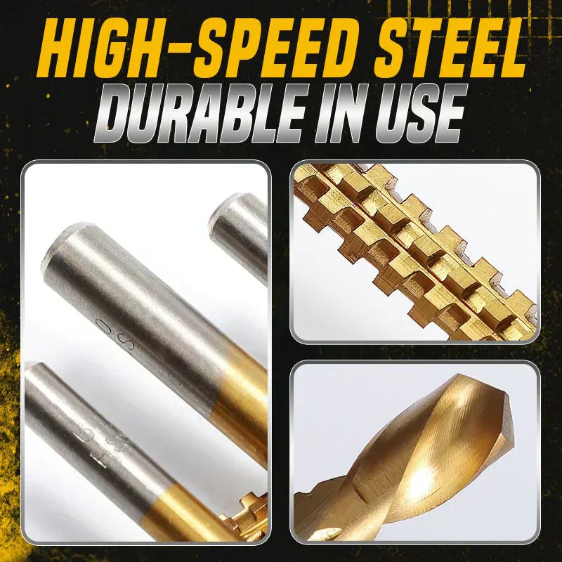 🥳2026 HOT SALE🥳💞50K+ SOLD!🔩⚡ BUY 2 GET 1 FREE! Titanium‑Coated Twist Drill Set – 6 sizes, drills & saws in one. High‑speed steel, no rust. Wood, metal, plastic – all in one kit! 🧰✨