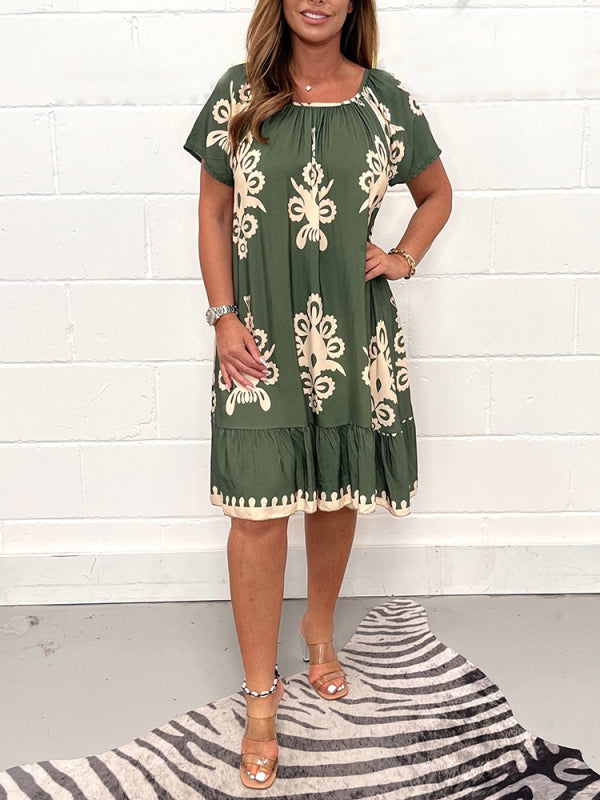 🥳2026 HOT SALE🥳💞50K+ SOLD!🏖️🌺 50% OFF! Multi-Print Square Neck Dress – Bold geometric pattern, easy pull-on style. Dress up with heels or down with flats. Effortless style. 👡🕊️