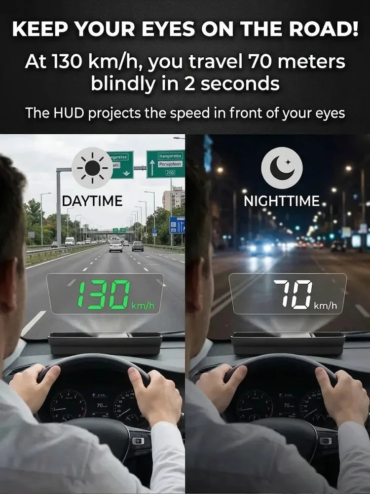 🥳2026 HOT SALE🥳💞50K+ SOLD!🚗⚡ 50% OFF! HUD Car GPS Speedometer – Traffic light countdown & red light camera alerts. Speed & direction on windscreen – no more looking down! 🛡️✨
