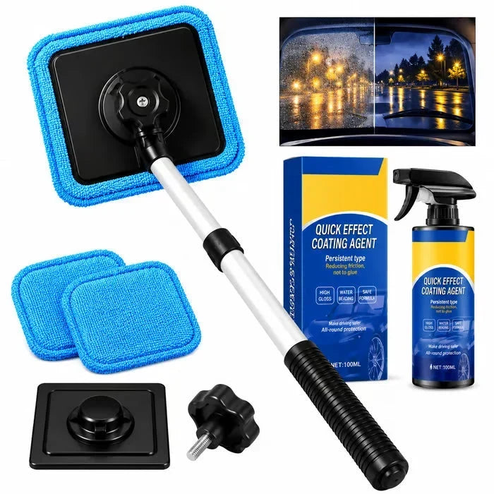 🥳2026 HOT SALE🥳💞50K+ SOLD! 🧲🪟 50% OFF! Dual Magnetic Car Window Cleaner – cleans both sides in one pass, extendable handle & reusable microfiber cloths. Streak-free glass, inside & out! 🚗✨