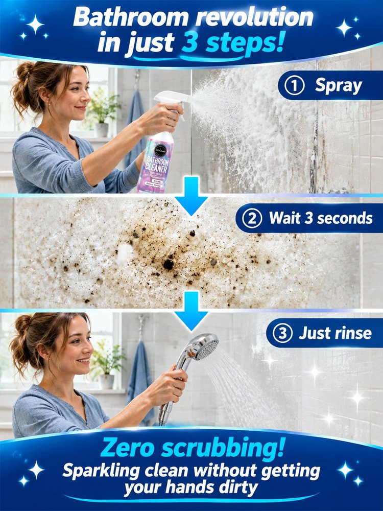 🥳2026 HOT SALE🥳💞50K+ SOLD! 🚿✨ 50% OFF! No-Scrub Bathroom Cleaning Spray – ultra-powerful stain removal in 3 seconds! Multifunctional, effortless clean for tiles, glass & more. 🧼💪