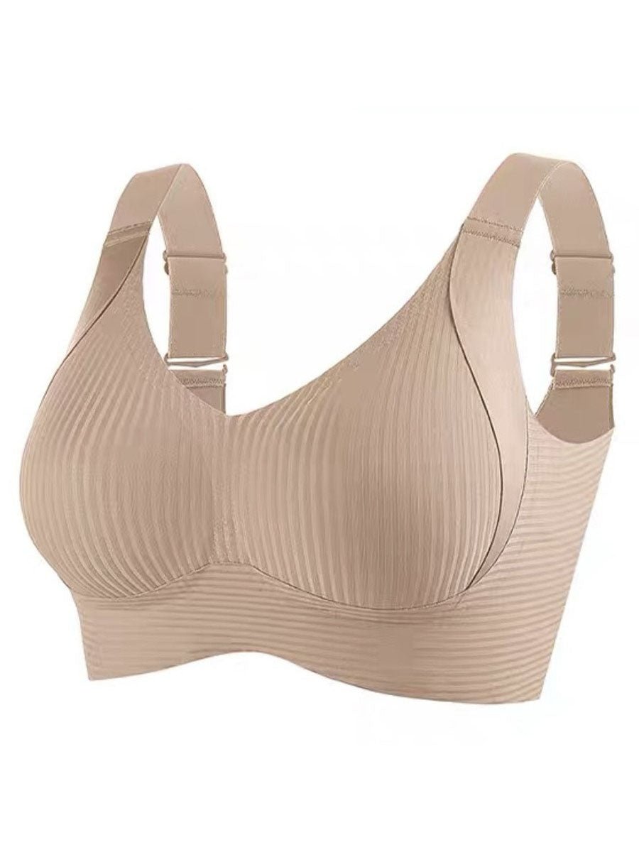 🥳2026 HOT SALE🥳💞50K+ SOLD!💖🌸 50% OFF! Subtle Striped Seamless Bra – Pushes back fat, natural lift. Breathable & moisture‑wicking. Feels like a hug! 👙💪