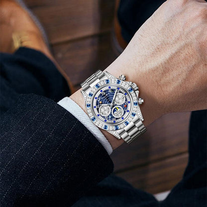 🎁TINAIBIN Twelve Zodiac Signs & Starry Sky Diamond Automatic Skeleton Men's Watch