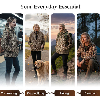 🥳2026 HOT SALE🥳💞50K+ SOLD!🦁👵50% OFF! Hooded Leopard Pullover – Perfect for chilly British days! Cosy hood keeps wind out, pocket warms hands. Soft, lightweight & easy to wear. 🍂☕