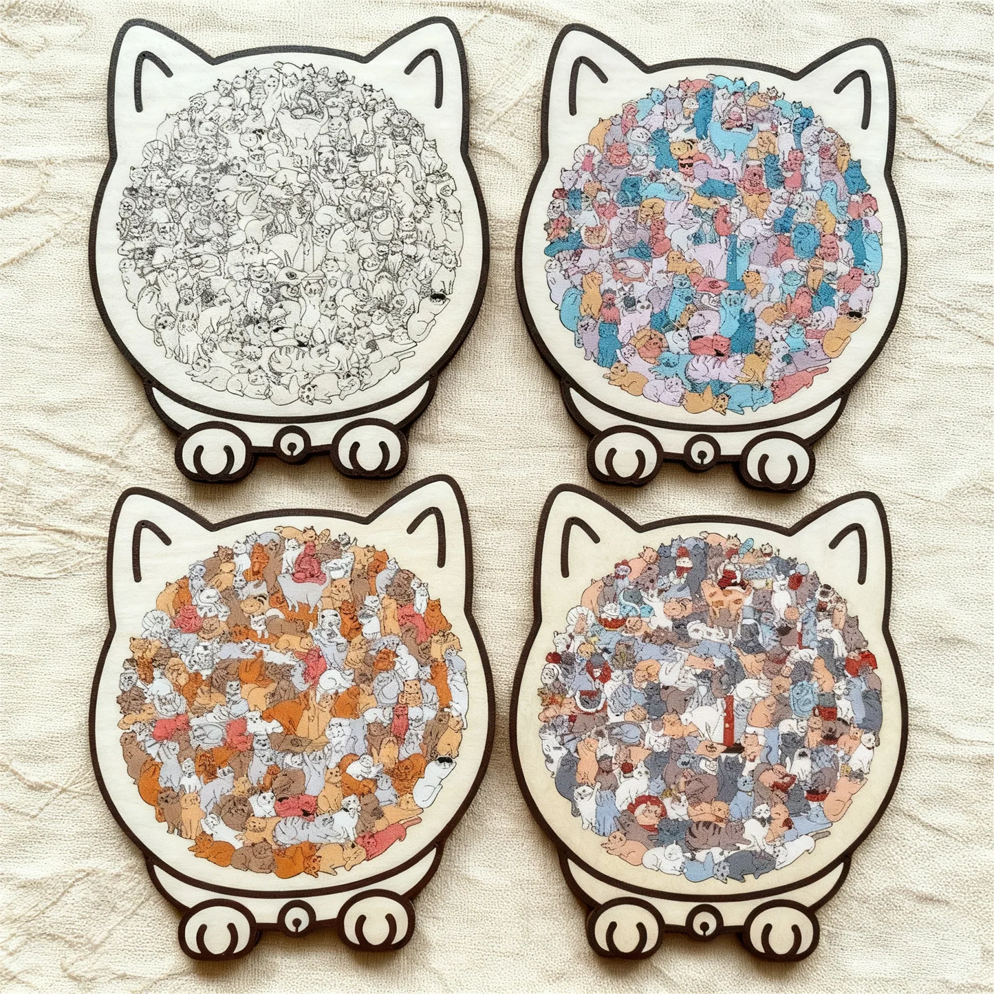 🥳2026 HOT SALE🥳💞50K+ SOLD!🐱🧩 50% OFF! 135‑Piece Cat Shaped Wooden Jigsaw – Morandi colours, artistic frame. Premium wood, calming & collectible. A gift for cat lovers! 🎨✨