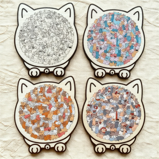 🥳2026 HOT SALE🥳💞50K+ SOLD!🐱🧩 50% OFF! 135‑Piece Cat Shaped Wooden Jigsaw – Morandi colours, artistic frame. Premium wood, calming & collectible. A gift for cat lovers! 🎨✨