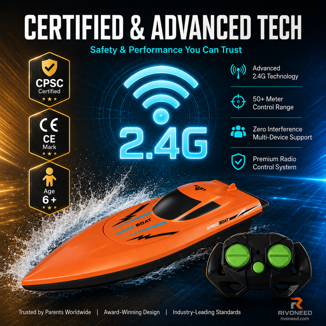 🥳2026 HOT SALE🥳💞50K+ SOLD!🌊⚡ 50% OFF! Dual‑Motor RC Boat – Twin engines, 2.4GHz control, waterproof & impact‑resistant. Slice through waves at insane speed! 🌊🚤