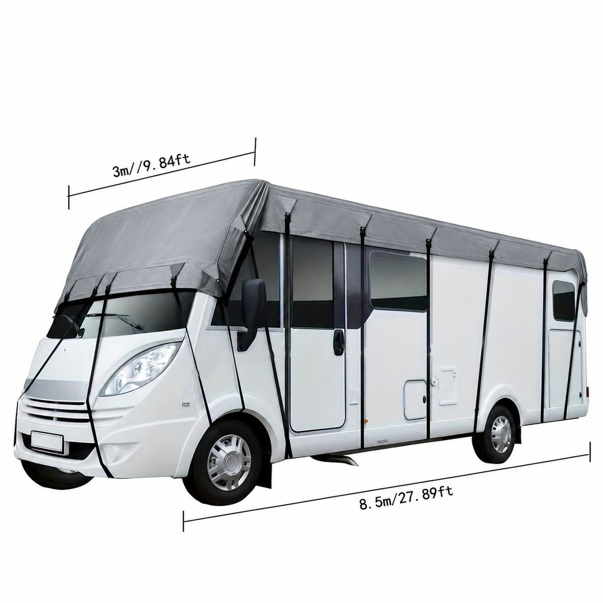 🥳2026 HOT SALE🥳💞50K+ SOLD! 🚐☔ 50% OFF! Caravan & Motorhome Roof Cover – 210D Oxford, silver-coated, adjustable straps & 2 tension straps. Protects roof from rain, leaves & costly repairs! 🛡️✅