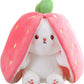 🥳2026 HOT SALE🥳💞50K+ SOLD!🍓🐰 50% OFF! Strawberry Bunny Plush – Transforms into little rabbit! Soft, cute & cuddly. Perfect gift for kids or grandkids. 🎀✨