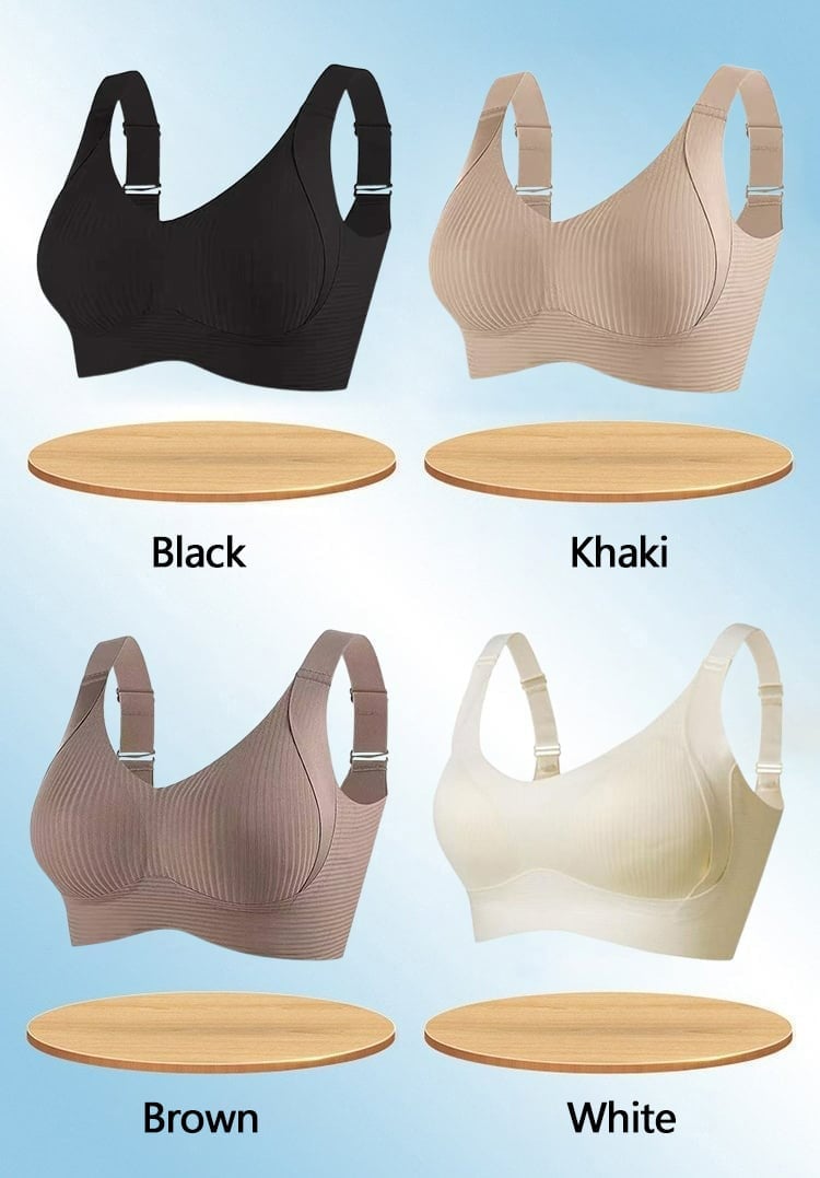🥳2026 HOT SALE🥳💞50K+ SOLD!💖🌸 50% OFF! Subtle Striped Seamless Bra – Pushes back fat, natural lift. Breathable & moisture‑wicking. Feels like a hug! 👙💪
