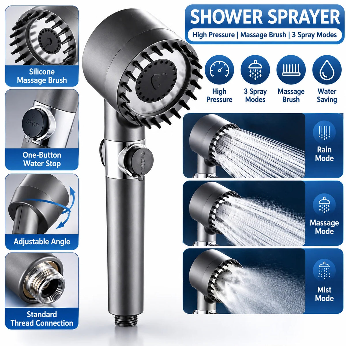 🥳2026 HOT SALE🥳💞50K+ SOLD! 🚿✨ 50% OFF! Multi-Function Handheld Shower Head Set – multiple spray patterns, flexible handheld design & easy-rinse nozzle. Simple bathroom upgrade! 🛡️✅