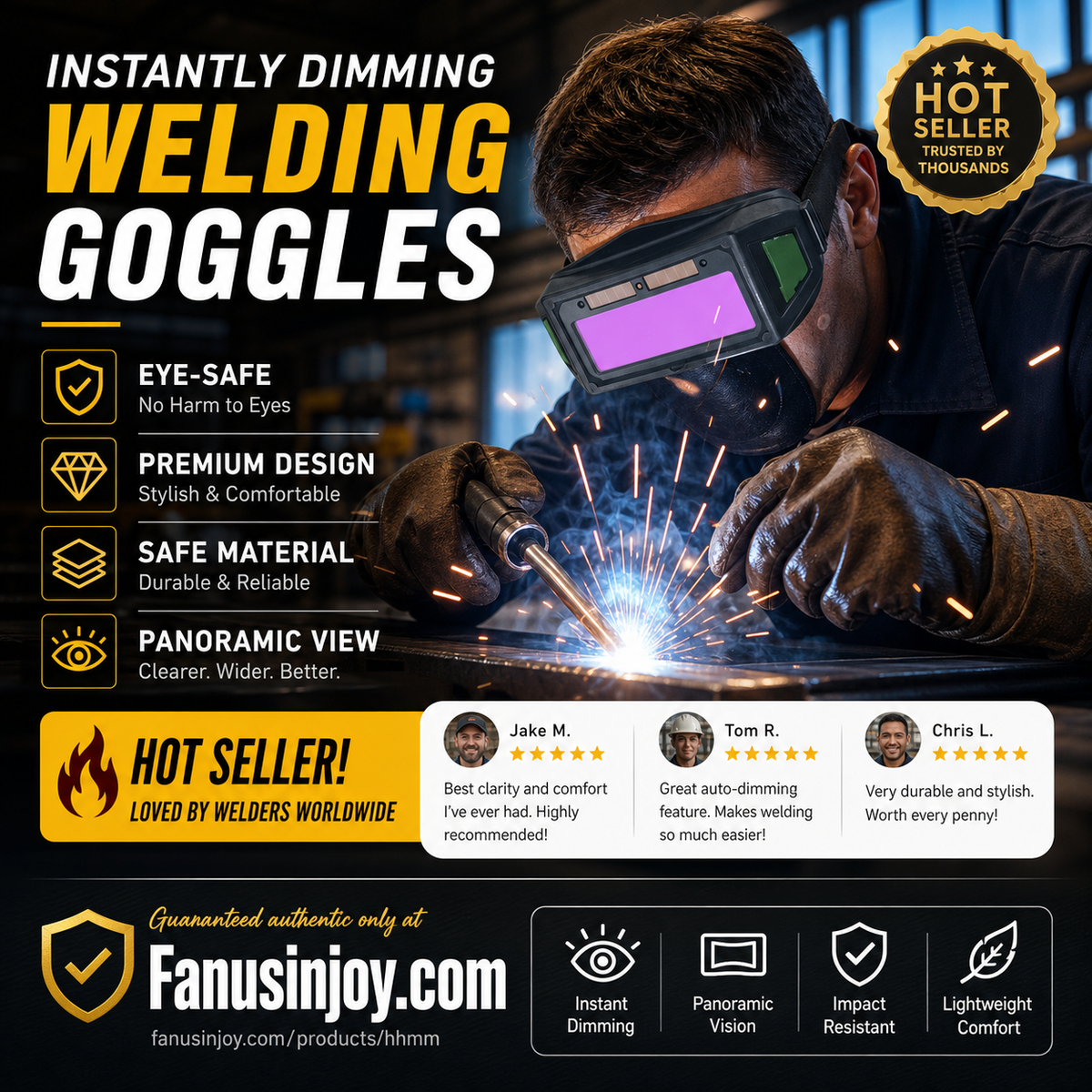 🥳2026 HOT SALE🥳💞50K+ SOLD! 🔥👓 50% OFF! Solar Auto-Darkening Welding Goggles – 1/25,000s auto dimming, solar powered, PC anti-glare lenses & adjustable rubber temples. Safe, clear welding! 🛡️💪