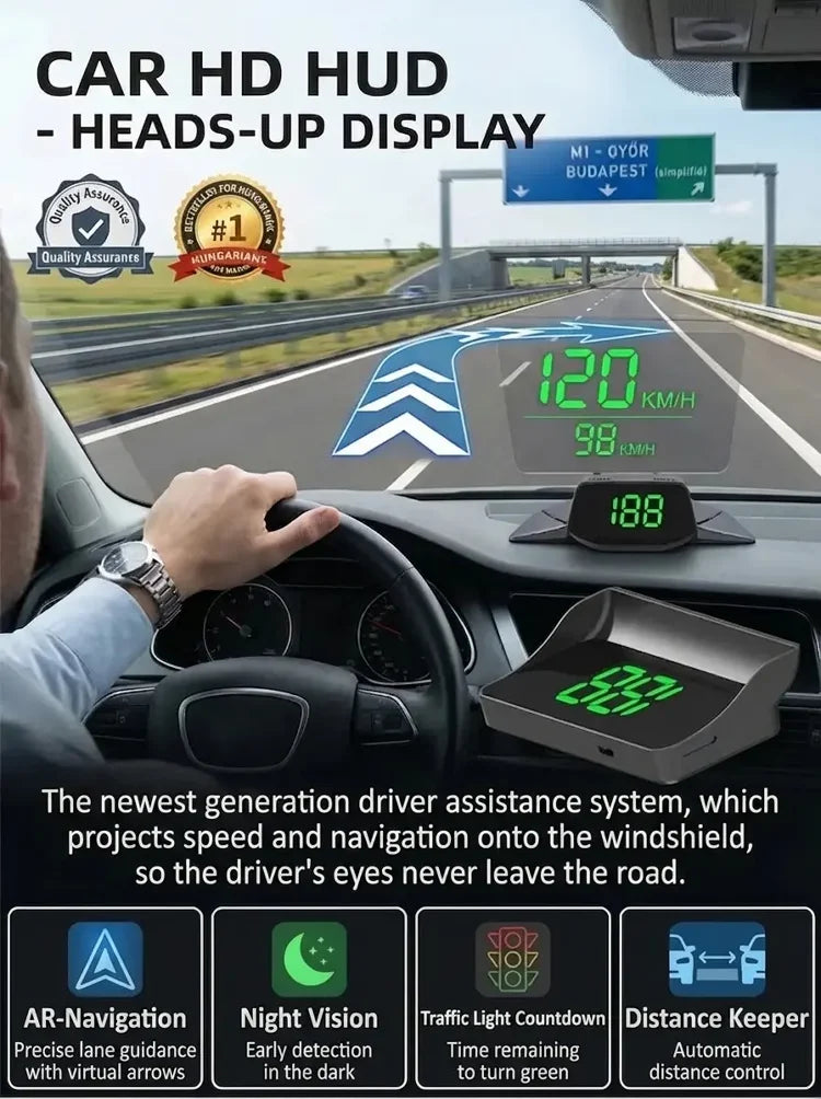🥳2026 HOT SALE🥳💞50K+ SOLD!🚗⚡ 50% OFF! HUD Car GPS Speedometer – Traffic light countdown & red light camera alerts. Speed & direction on windscreen – no more looking down! 🛡️✨