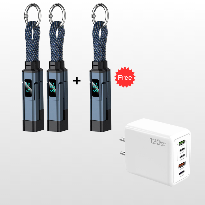 🥳2026 HOT SALE🥳💞50K+ SOLD!📊🔌 50% OFF! 4‑in‑1 Keychain Charger – Built‑in digital wattmeter, zinc alloy core. Supports 65W+27W. Never guess charging speed again. A pocket‑sized power station! 💎🔄