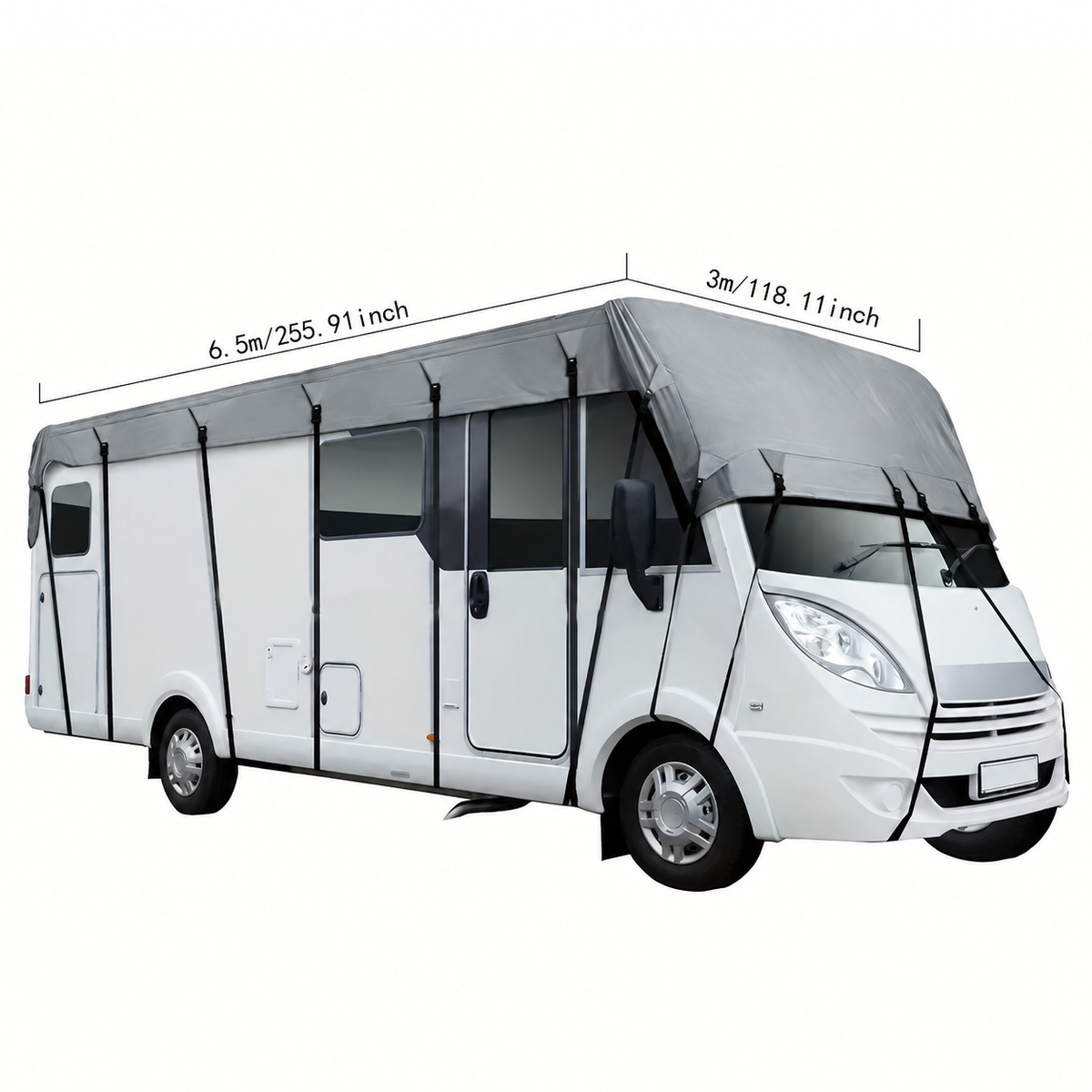 🥳2026 HOT SALE🥳💞50K+ SOLD! 🚐☔ 50% OFF! Caravan & Motorhome Roof Cover – 210D Oxford, silver-coated, adjustable straps & 2 tension straps. Protects roof from rain, leaves & costly repairs! 🛡️✅