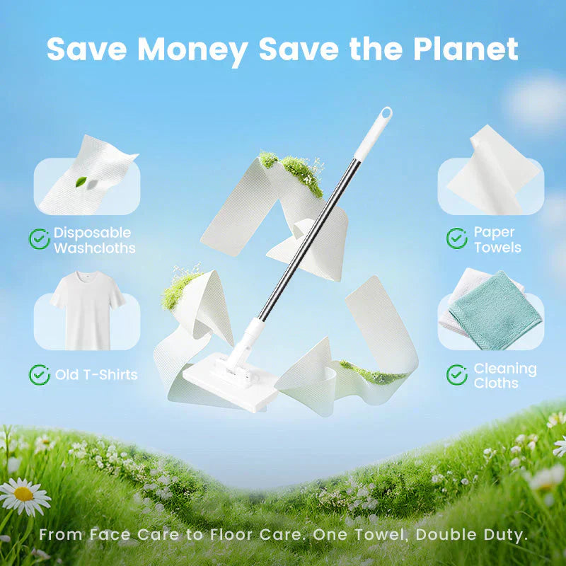 🔥2026 Hot Sale 50% OFF🔥Flat Mop with Stainless Steel Handle, come with Reusable Washable Mop Cloths🏆