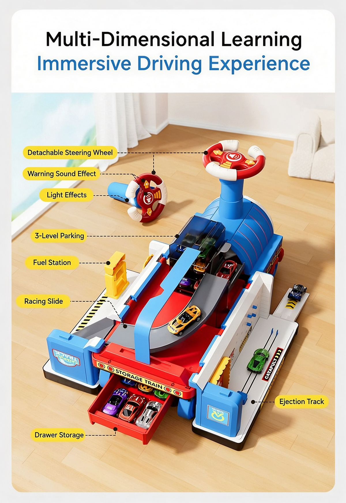 🥳2026 HOT SALE🥳💞50K+ SOLD! 🚂🎁 50% OFF! Large Rideable Toy Train – 4 play modes: push, pull, sit & play. Includes 6/12 die-cast cars & storage wagons. Safe, sturdy, ages 4-6. Perfect Christmas gift! 🛡️✨