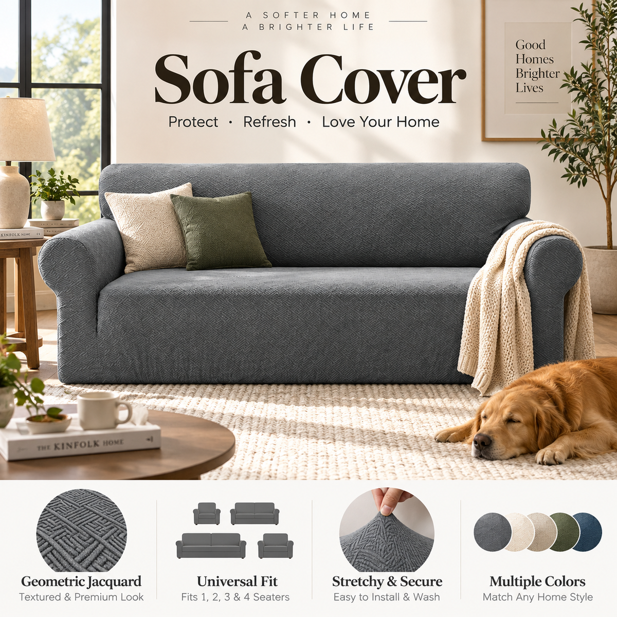 🥳2026 HOT SALE🥳💞50K+ SOLD! 🛋️✨ 50% OFF! Jacquard Sofa Cover – high-stretch fit, anti-slip straps & foam rods. Pet-friendly, breathable & machine washable. Refresh your sofa! 🛡️✅