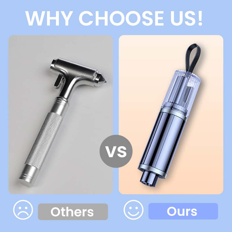 🥳2026 HOT SALE🥳💞50K+ SOLD! 🚙🛡️ 50% OFF! Emergency Car Window Breaker & Seatbelt Cutter – 2-in-1 escape tool. Tungsten steel head shatters glass, hidden cutter slices belts. Compact keychain size for every car! 🔨✅
