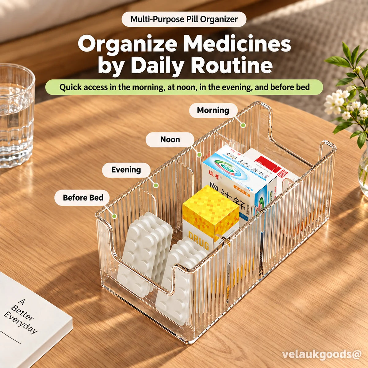 🥳2026 HOT SALE🥳💞50K+ SOLD! 💊🗄️ 50% OFF! Transparent Extendable Storage Organiser – adjustable 24.5–43cm, clear PET walls let you see every item at a glance. Perfect for medicines, supplements & toiletries – no more rummaging! 🏠✨