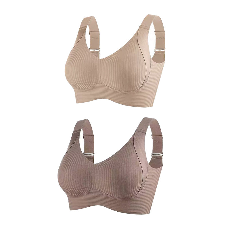 🥳2026 HOT SALE🥳💞50K+ SOLD!💖🌸 50% OFF! Subtle Striped Seamless Bra – Pushes back fat, natural lift. Breathable & moisture‑wicking. Feels like a hug! 👙💪