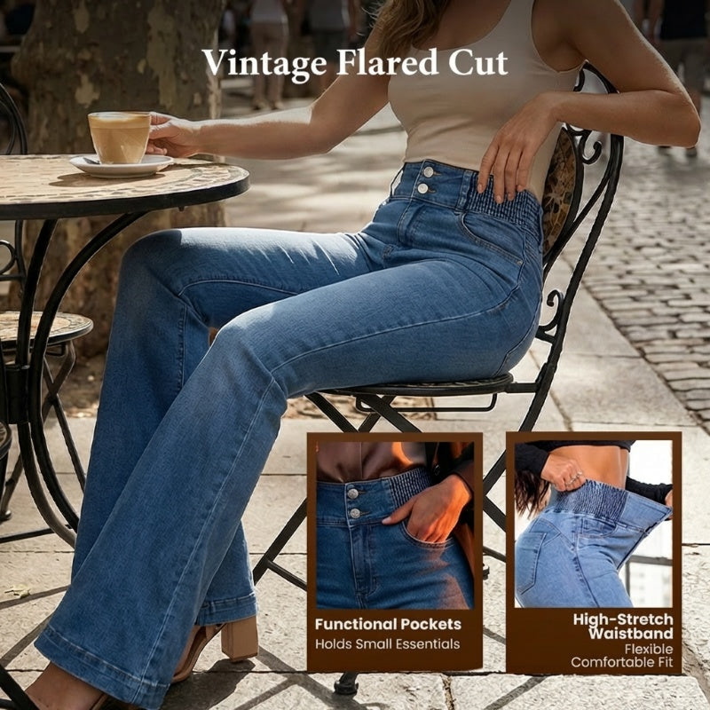🥳2026 HOT SALE🥳💞50K+ SOLD!👖 50% OFF! Stretch High-Waist Flare Jeans – Gentle tummy support that hugs your curves. Soft stretch denim, easy to move in. Flattering for every shape. 👵🌸