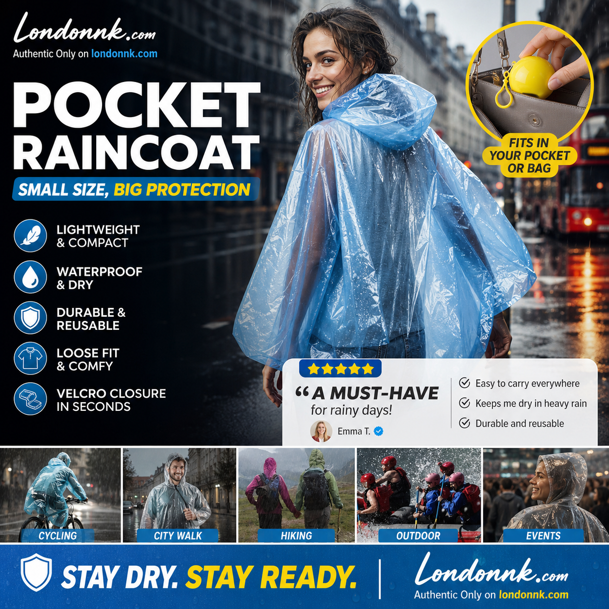 🥳2026 HOT SALE🥳💞50K+ SOLD! ☔🎁 BUY 1 GET 1 FREE! Mini Ball Shape Disposable Raincoat – From £6.99! Ultra‑compact ball packaging fits in any bag, purse or glove box. Waterproof & easy to use – always ready for sudden showers! 🌧️✨