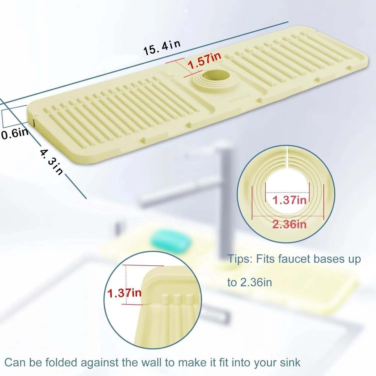 🥳2026 HOT SALE🥳💞50K+ SOLD! 💦🚰 Faucet Splash Guard & Draining Mat – stops water splashing on countertops. 5° slope drains instantly, keeps sink area dry & mould-free. Fits most faucets! 🧼✅