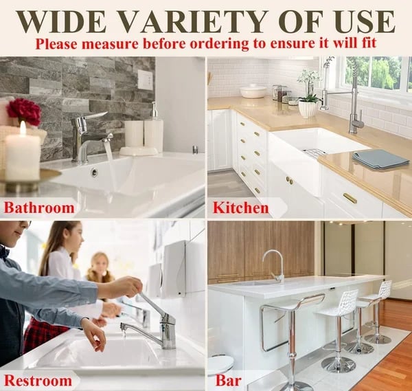 🥳2026 HOT SALE🥳💞50K+ SOLD! 💦🚰 Faucet Splash Guard & Draining Mat – stops water splashing on countertops. 5° slope drains instantly, keeps sink area dry & mould-free. Fits most faucets! 🧼✅