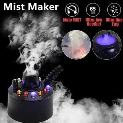🥳2026 HOT SALE🥳💞50K+ SOLD! 🎃✨ 50% OFF! 12-LED Ultrasonic Mist Maker Fogger – Creates cool mist & colourful lights for Halloween décor, humidifiers & fountains. Quiet operation – just plug & play! 👻💧