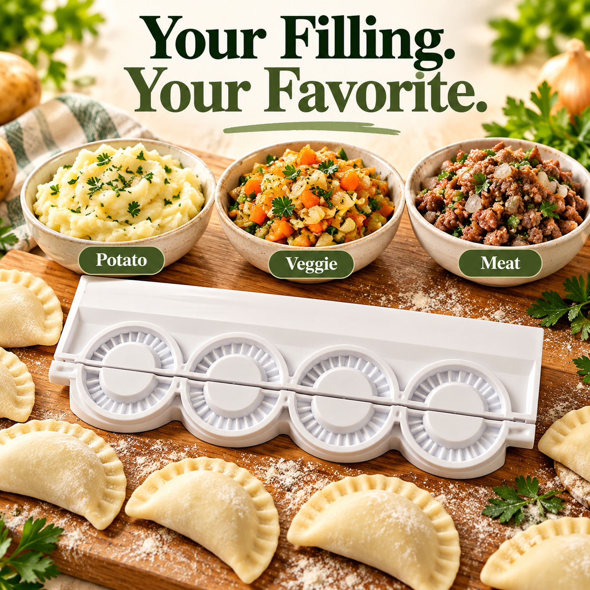 🥳2026 HOT SALE🥳💞50K+ SOLD! 🥟✨ 50% OFF! Dumpling Maker Mold – press & seal perfect dumplings in seconds! No mess, no leaking edges – easy DIY fun for family meals! 🏠💪